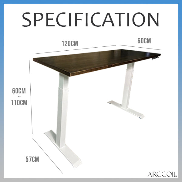 Arccoil Home - [MIX & MATCH] Height Adjustable Standing Table Solid Wood Top [60 X 120]