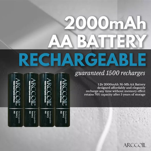 Arccoil™ Professional AA 2000mAh Rechargeable Battery