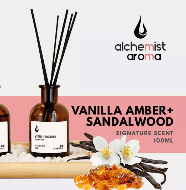 Alchemist Aroma Mandarin Inspired Signature Scent【3】Reed Diffuser - VANILLA AMBER + SANDALWOOD