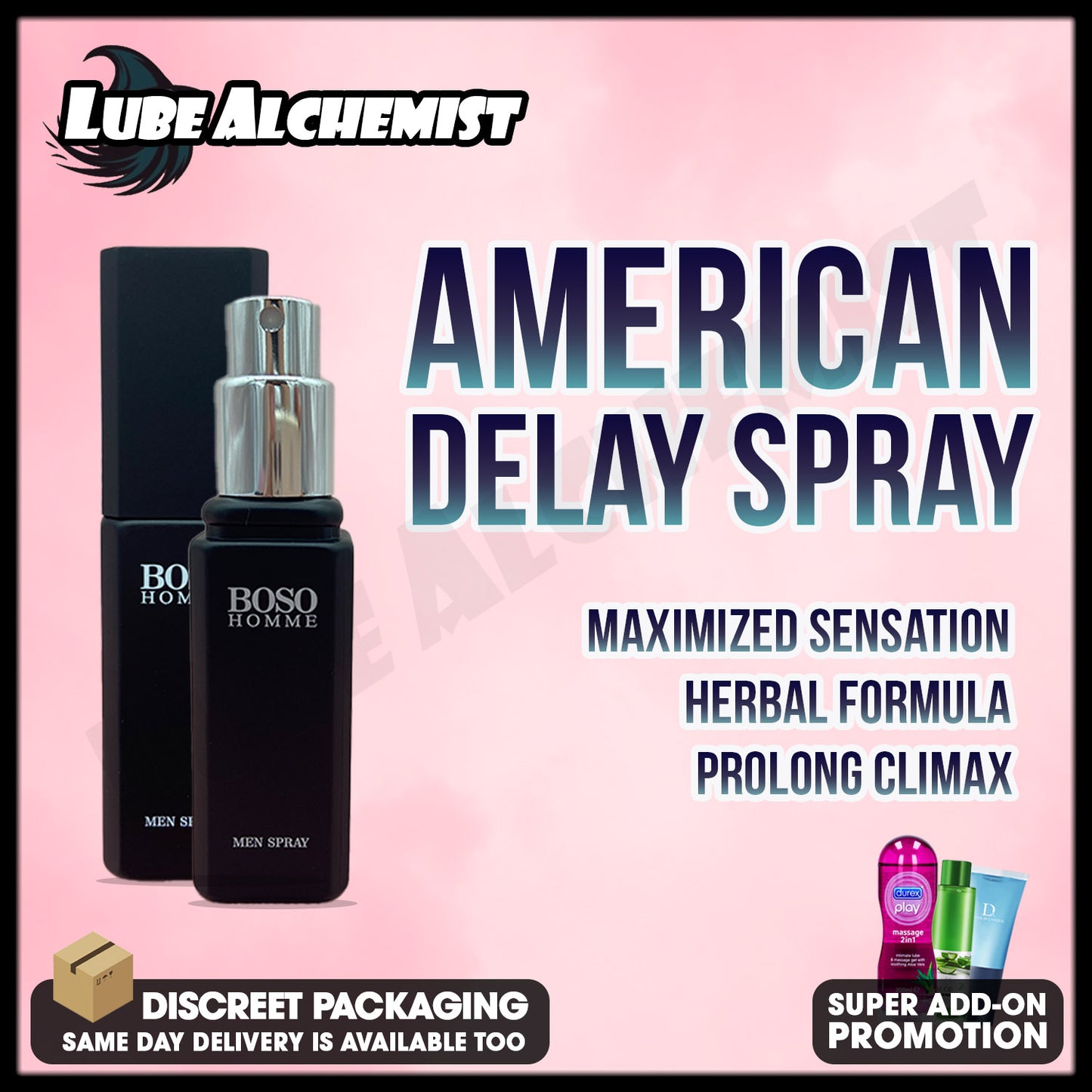 LubeAlchemist™ BOSO HOMME Delay Spray Maximize Sesation Herbal Formula