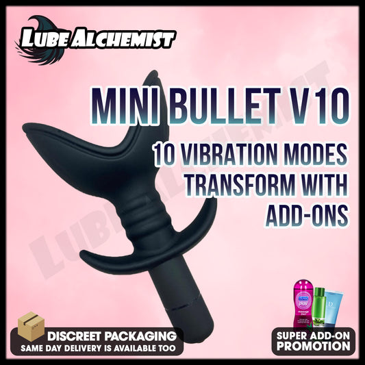 LubeAlchemist™ 10 Speed Mini Vibrator Bullet Dildo Adult Sex Toy Add-ons (10)