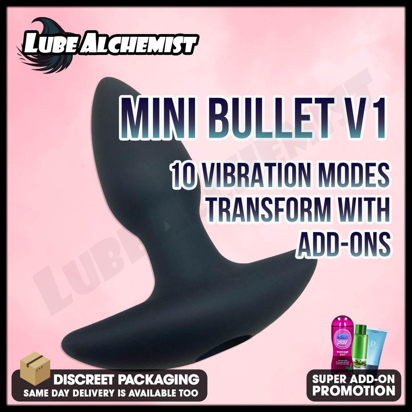 LubeAlchemist™ 10 Speed Mini Vibrator Bullet Dildo Adult Sex Toy Add-ons (1)