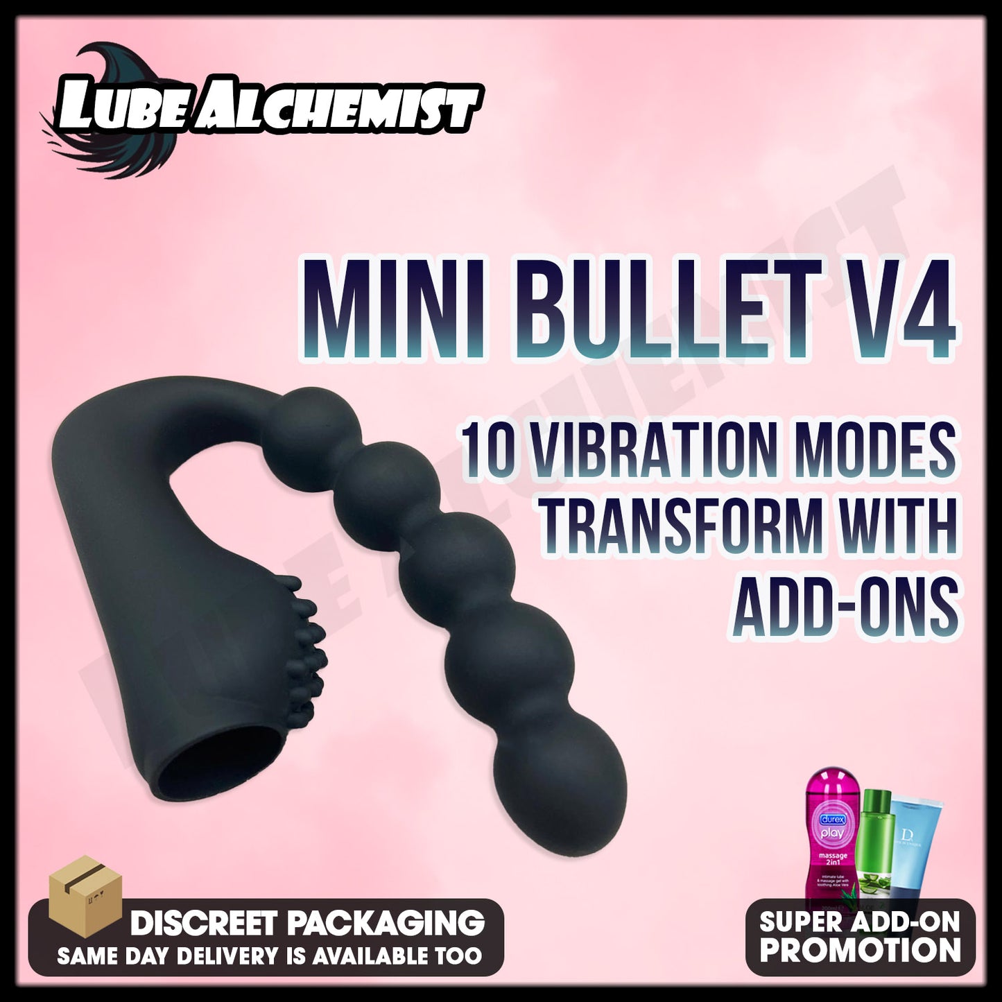 LubeAlchemist™ 10 Speed Mini Vibrator Bullet Dildo Adult Sex Toy Add-ons (4)