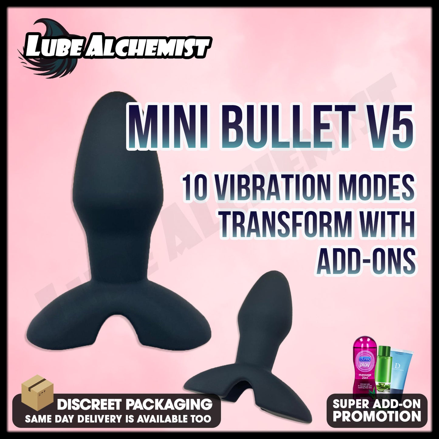 LubeAlchemist™ 10 Speed Mini Vibrator Bullet Dildo Adult Sex Toy Add-ons (5)