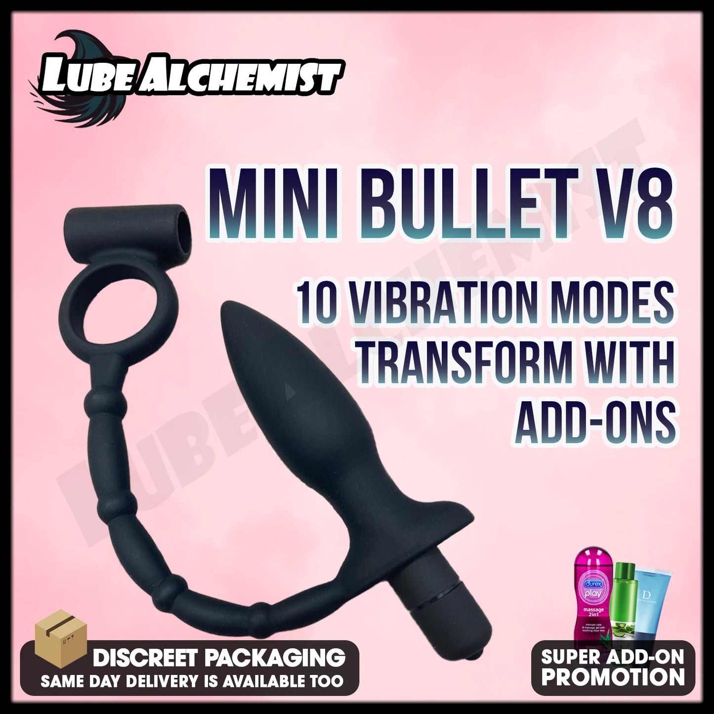 LubeAlchemist™ 10 Speed Mini Vibrator Bullet Dildo Adult Sex Toy Add-ons (8)