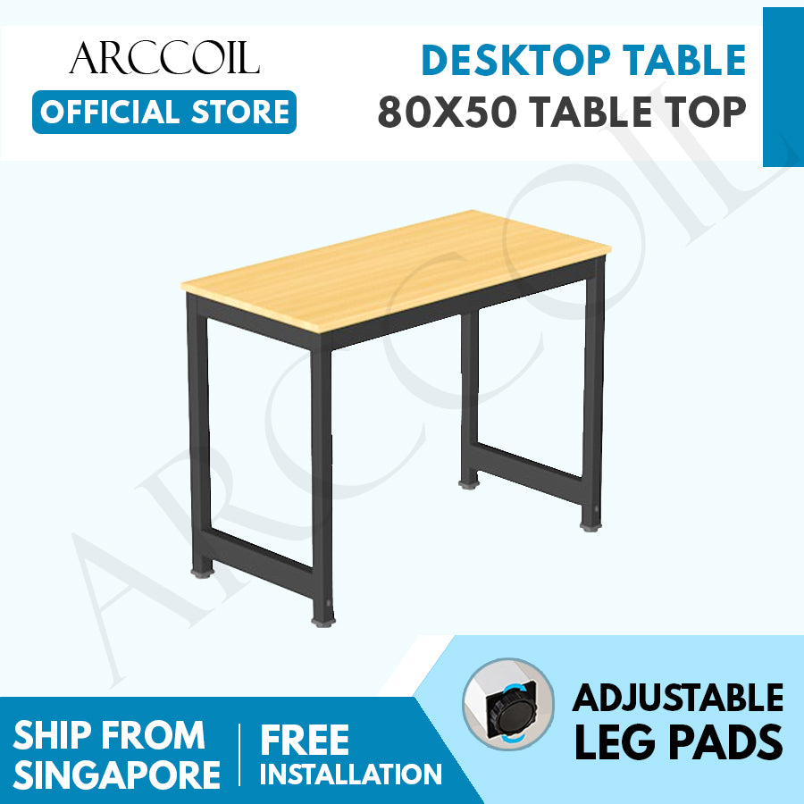 Arccoil Home - Desktop Table with Metal Legs and Adjustable Leg Pads [50 X 80] BROWN