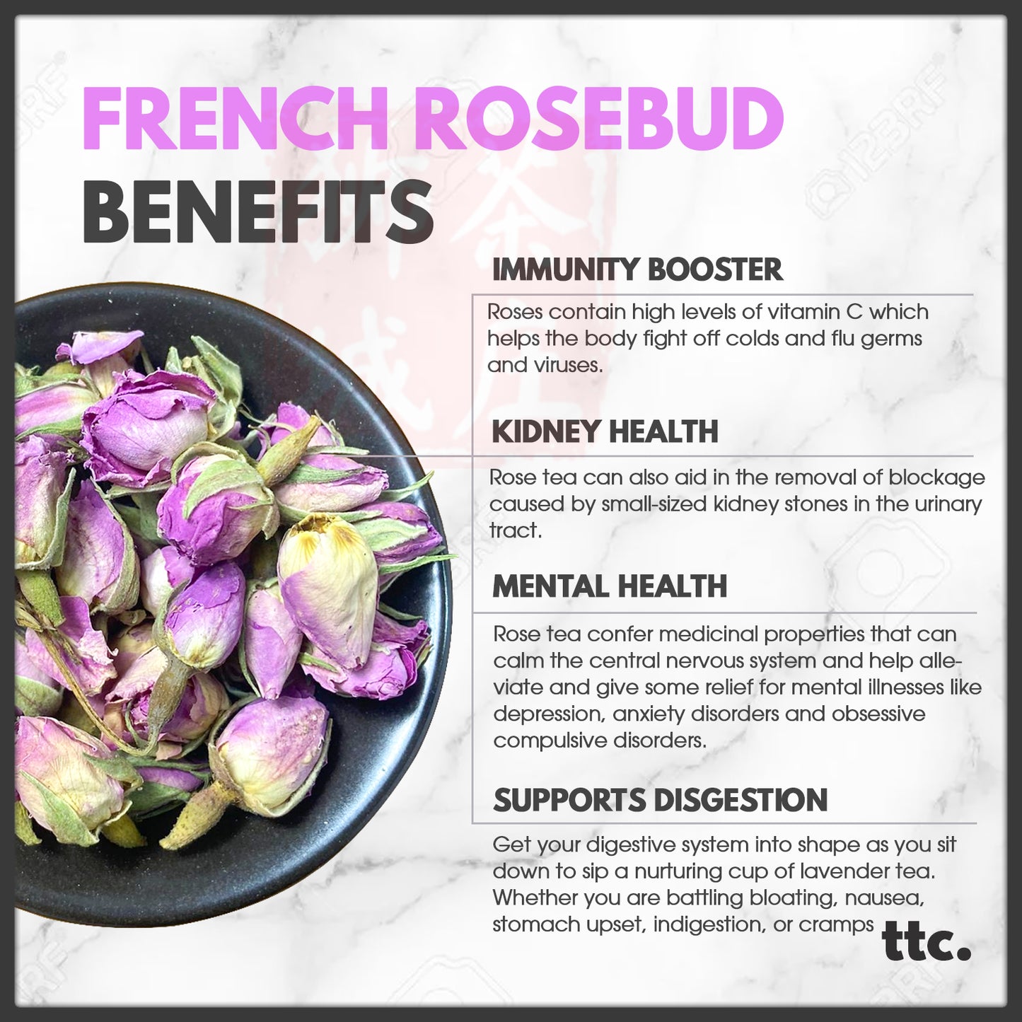 French Rosebud Flower Tea (80g)
