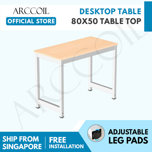 Arccoil Home - Desktop Table with Metal Legs and Adjustable Leg Pads [50 X 80] LIGHT BROWN