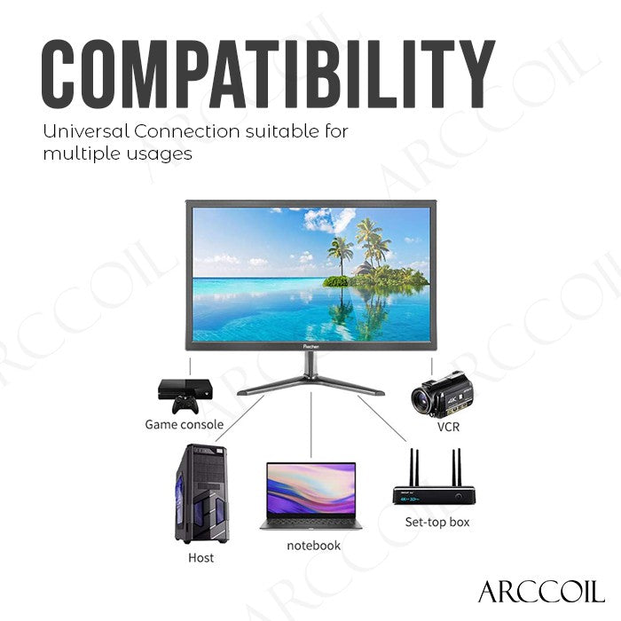 Arccoil LED Monitor 24 Inch (1920 x 1080) HDMI + VGA Connection VESA Mountable. 20 Inch (1366 x 768)