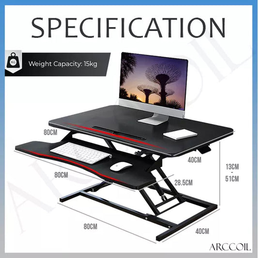 Arccoil™ Black Height Adjustable Standing Table Desk Converter