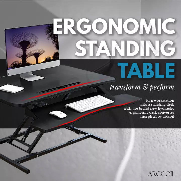 Arccoil™ Black Height Adjustable Standing Table Desk Converter