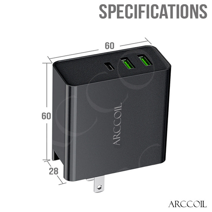 Arccoil™ 65W Power Delivery Travel Adaptor Universal Designed for UK US EU AU Over 150 Countries