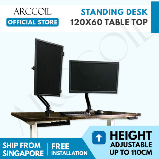 Arccoil Home - [MIX & MATCH] Height Adjustable Standing Table Solid Wood Top [60 X 120]