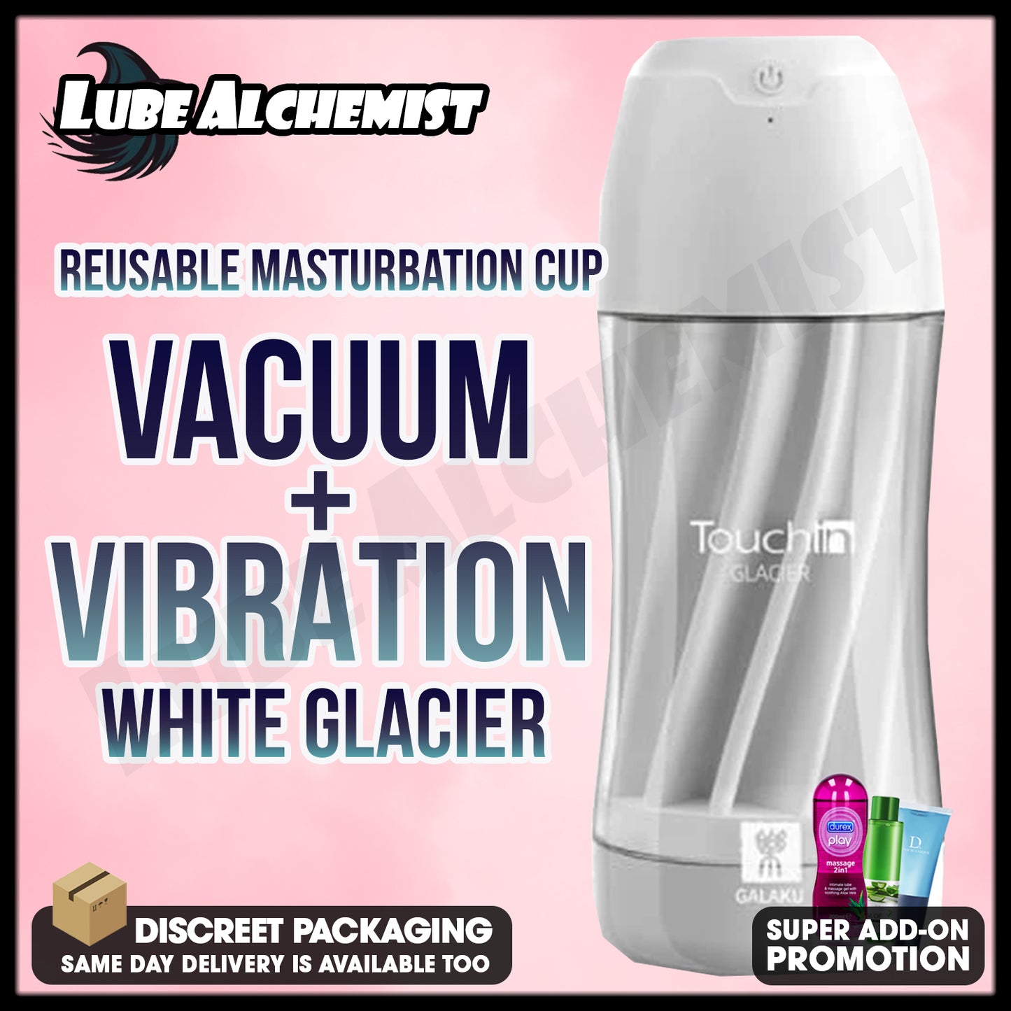 LubeAlchemist™ Japan Reusable Vacuum Cup with Vibration White Glacier